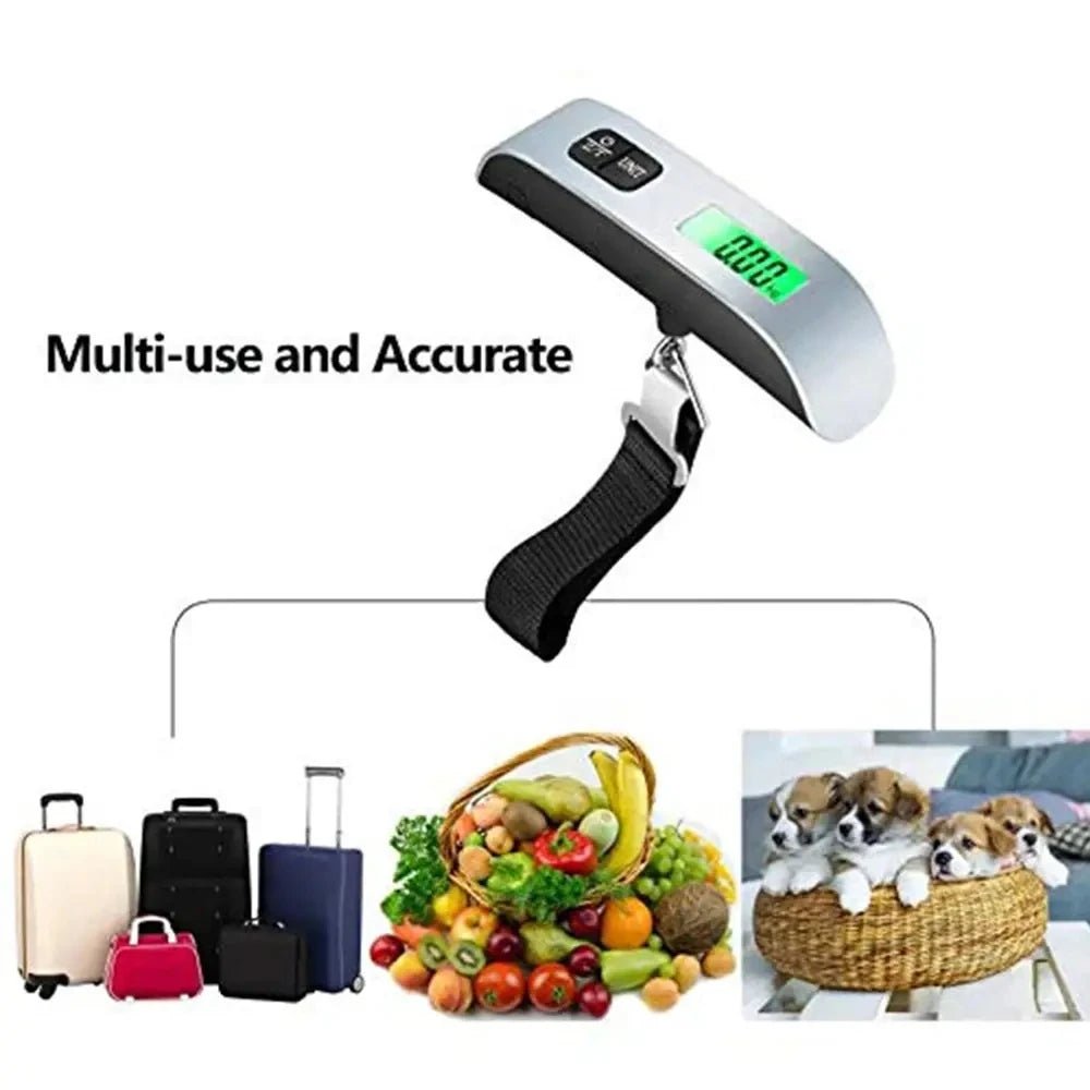 1pcs Portable Scale Digital LCD Display 110lb/50kg Electronic Luggage Hanging Suitcase Travel Weighs Baggage Bag Weight Balance - Avero