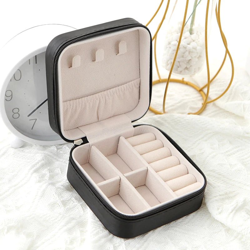 1pcs Single Layer Storage Box Ladies Travel Leather Jewelry Box Classic Black Pure White Fashion Pink Storage Box - Avero