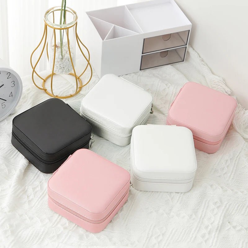 1pcs Single Layer Storage Box Ladies Travel Leather Jewelry Box Classic Black Pure White Fashion Pink Storage Box - Avero