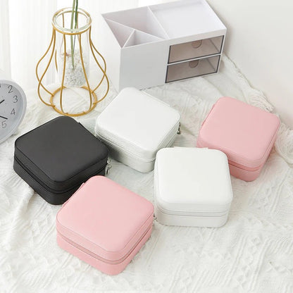 1pcs Single Layer Storage Box Ladies Travel Leather Jewelry Box Classic Black Pure White Fashion Pink Storage Box - Avero