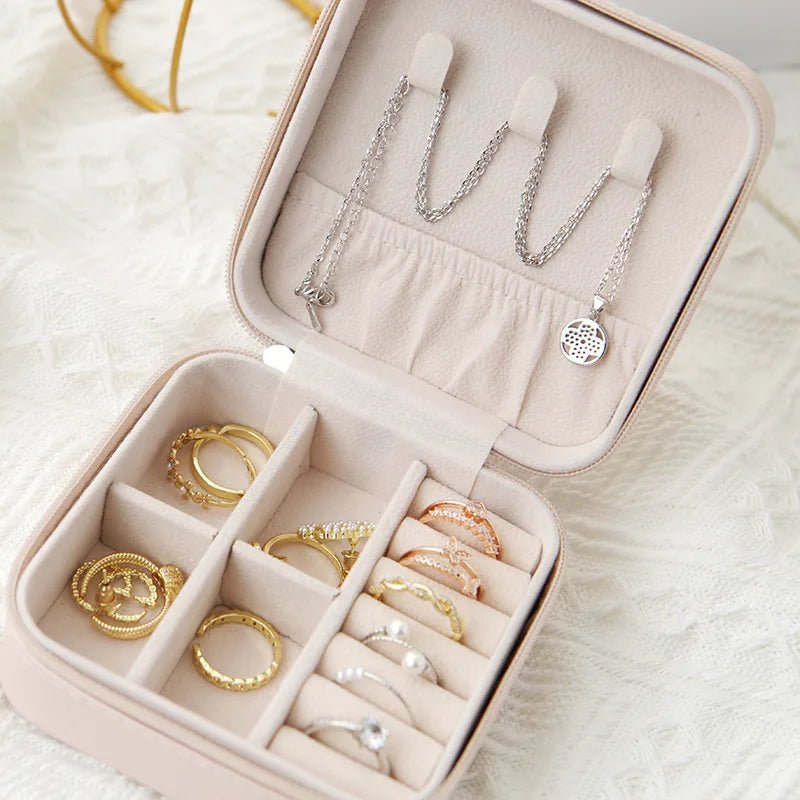1pcs Single Layer Storage Box Ladies Travel Leather Jewelry Box Classic Black Pure White Fashion Pink Storage Box - Avero