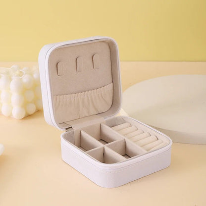 1pcs Single Layer Storage Box Ladies Travel Leather Jewelry Box Classic Black Pure White Fashion Pink Storage Box - Avero