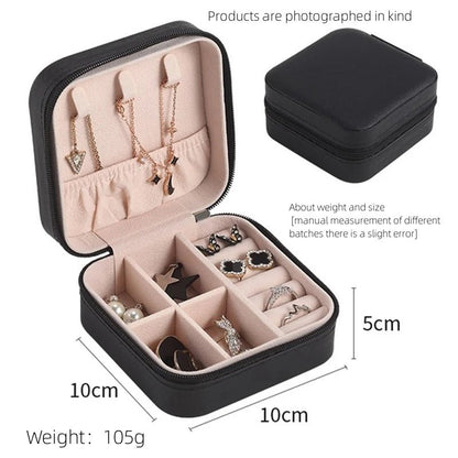 1pcs Single Layer Storage Box Ladies Travel Leather Jewelry Box Classic Black Pure White Fashion Pink Storage Box - Avero