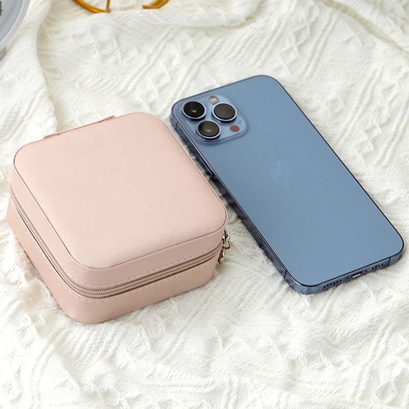 1pcs Single Layer Storage Box Ladies Travel Leather Jewelry Box Classic Black Pure White Fashion Pink Storage Box - Avero