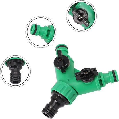 2 - Way Garden Hose Splitter Y Connector - Quick Connect Valve with On/Off Switch for Faucet Irrigation Flower Water Control - Avero