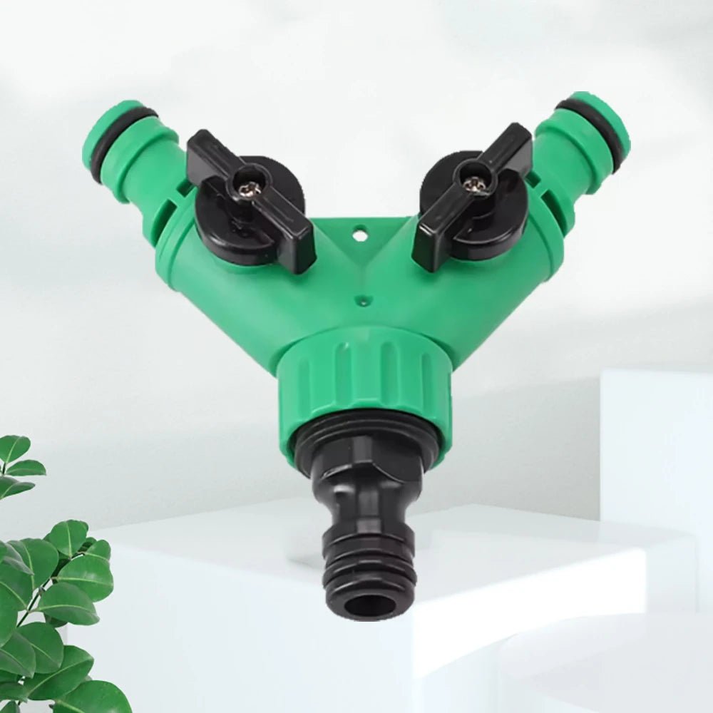 2 - Way Garden Hose Splitter Y Connector - Quick Connect Valve with On/Off Switch for Faucet Irrigation Flower Water Control - Avero
