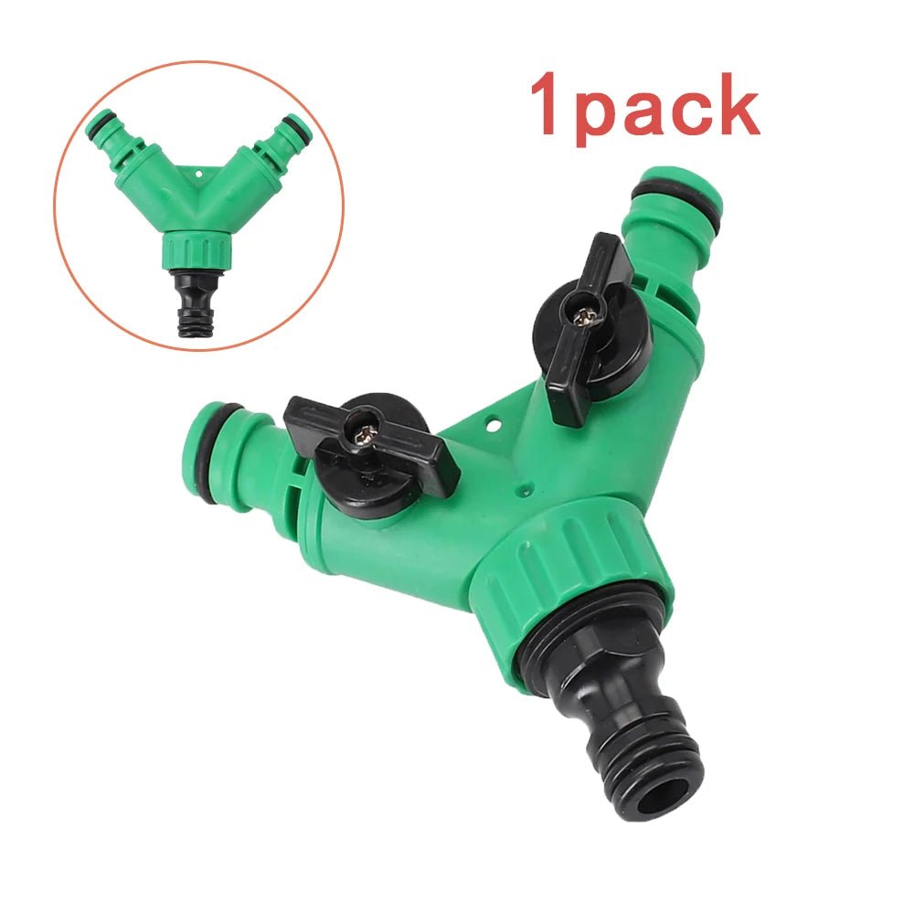 2 - Way Garden Hose Splitter Y Connector - Quick Connect Valve with On/Off Switch for Faucet Irrigation Flower Water Control - Avero