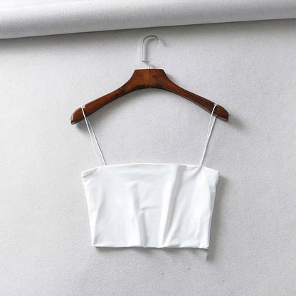 2022 Summer Women's Crop Top Sexy Elastic Cotton Camis sleeveless Short Tank Top Bar - Avero
