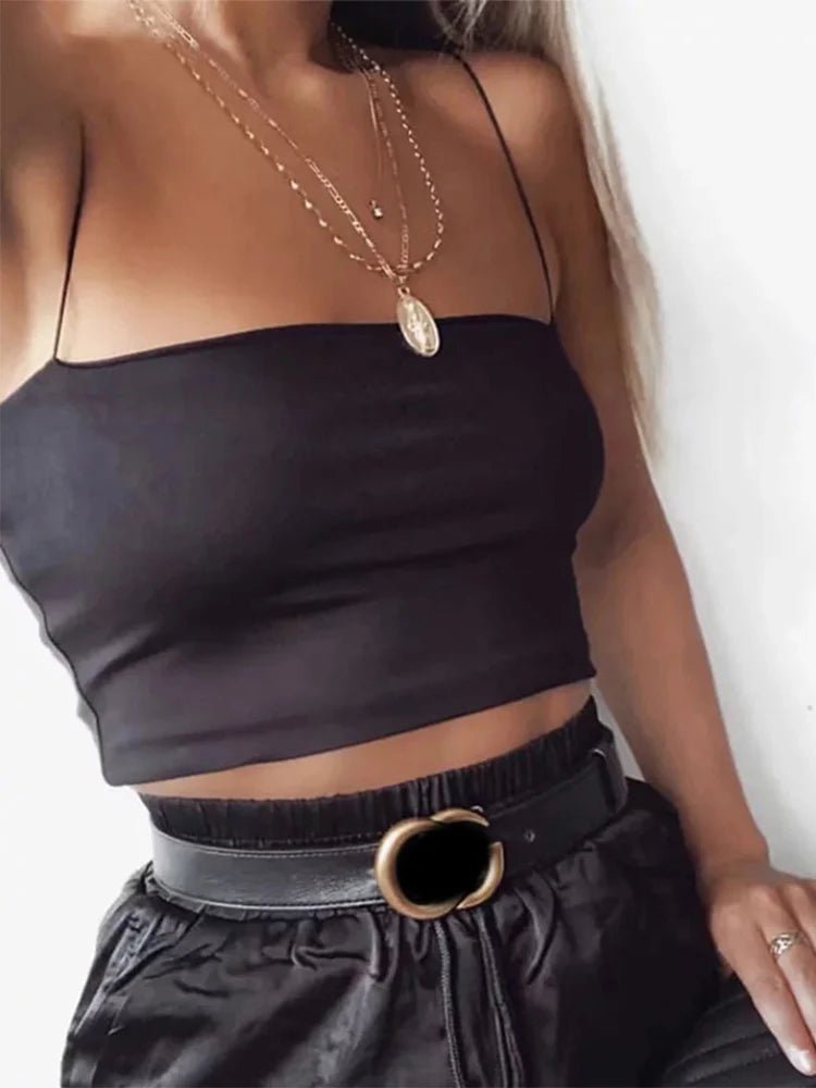 2022 Summer Women's Crop Top Sexy Elastic Cotton Camis sleeveless Short Tank Top Bar - Avero