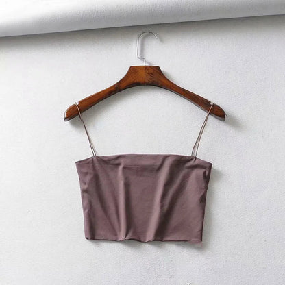 2022 Summer Women's Crop Top Sexy Elastic Cotton Camis sleeveless Short Tank Top Bar - Avero