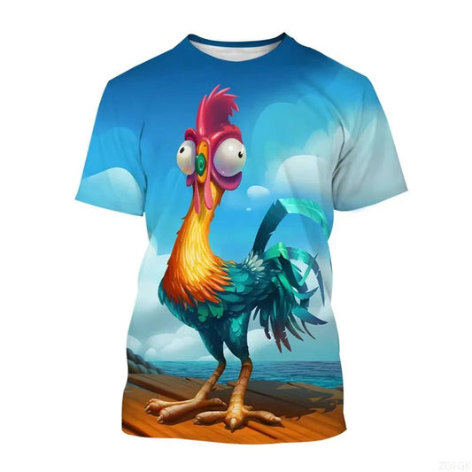 2024 Disney Funny Chicken T-Shirts 3D Print Cartoon Anime Men Women Street Casual T Shirt Kids Boy Girl Tees Tops - Avero
