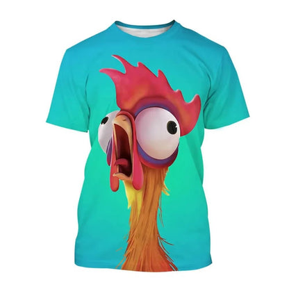 2024 Disney Funny Chicken T-Shirts 3D Print Cartoon Anime Men Women Street Casual T Shirt Kids Boy Girl Tees Tops - Avero