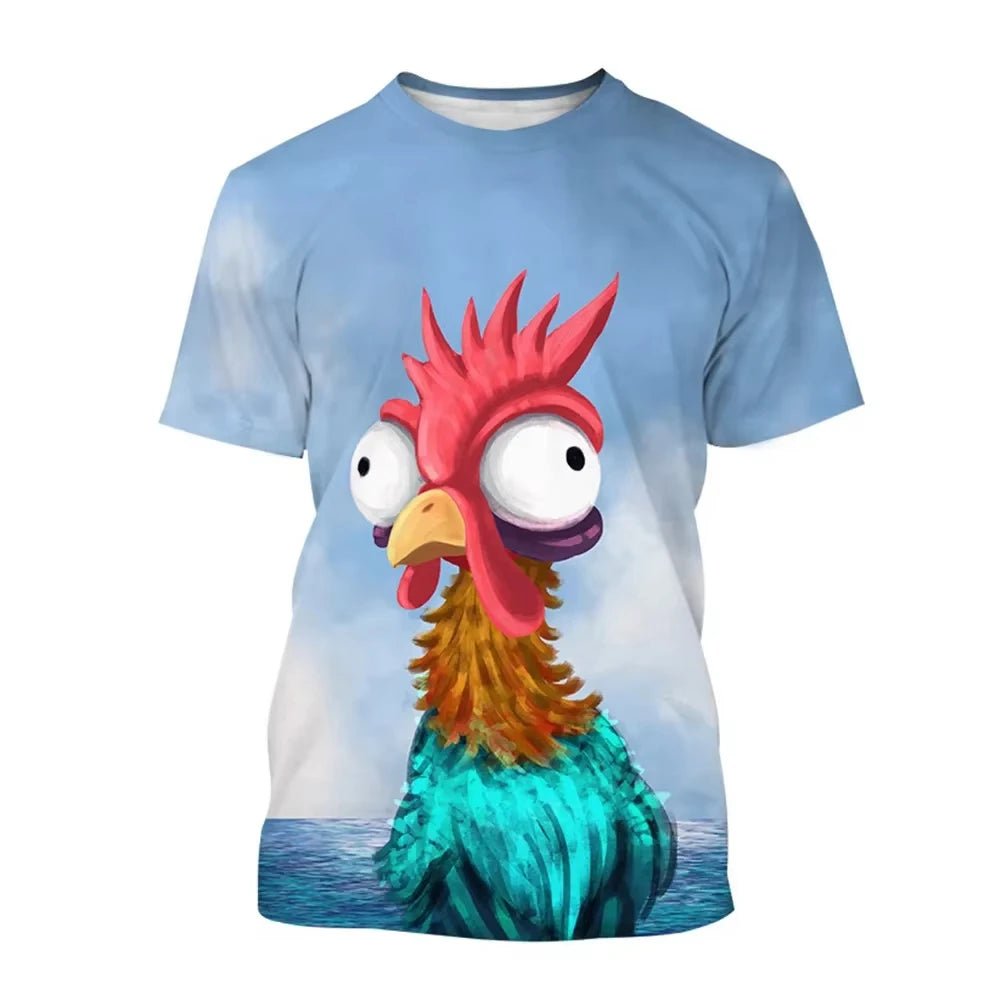 2024 Disney Funny Chicken T-Shirts 3D Print Cartoon Anime Men Women Street Casual T Shirt Kids Boy Girl Tees Tops - Avero