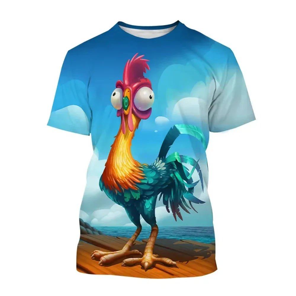 2024 Disney Funny Chicken T-Shirts 3D Print Cartoon Anime Men Women Street Casual T Shirt Kids Boy Girl Tees Tops - Avero