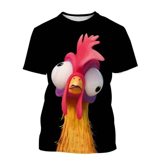 2024 Disney Funny Chicken T-Shirts 3D Print Cartoon Anime Men Women Street Casual T Shirt Kids Boy Girl Tees Tops - Avero