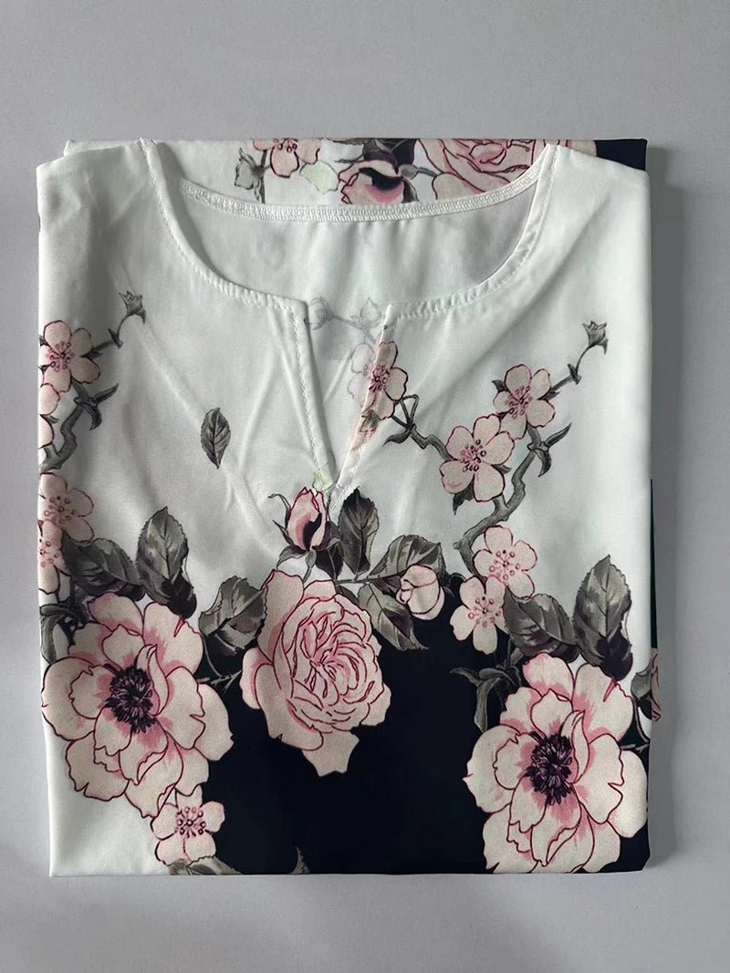 2024 European and American Cross Border Women's New Dress V - neck Sleeveless Sexy Printed Large Hem Foreign Trade Dress - Avero