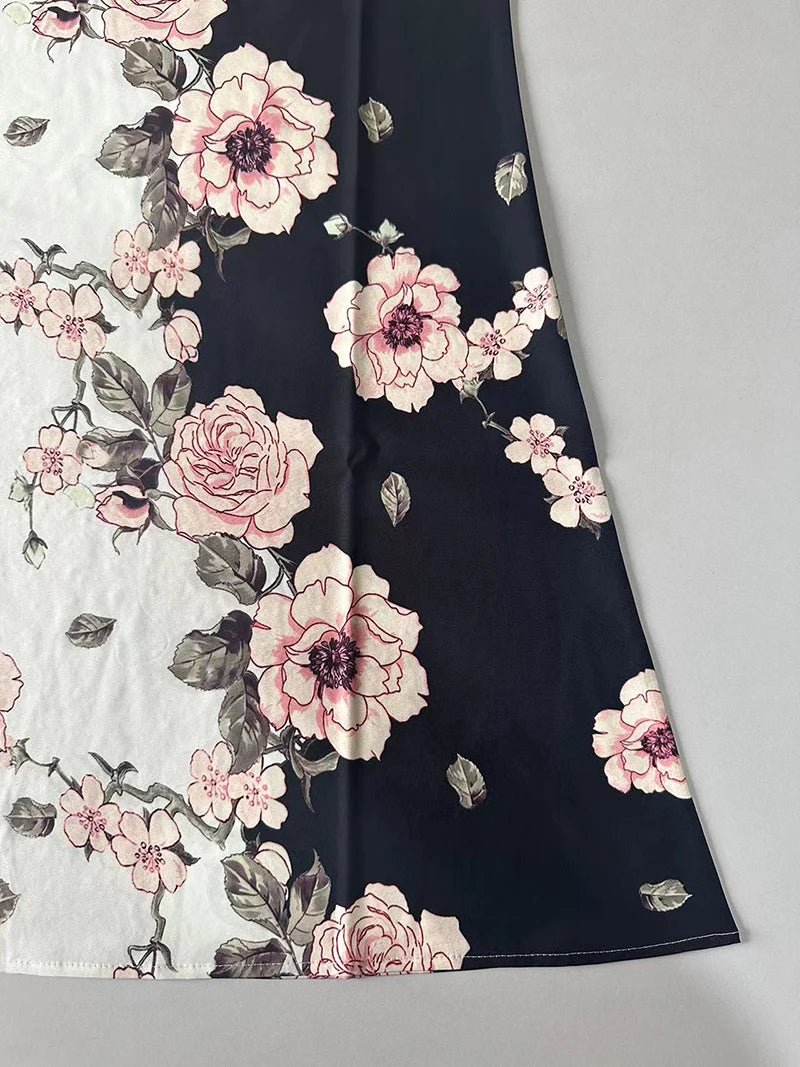 2024 European and American Cross Border Women's New Dress V - neck Sleeveless Sexy Printed Large Hem Foreign Trade Dress - Avero