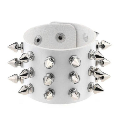 2024 Pu Leather Studded Bracelet Choker Punk Spike Rivets Cuff Black Wristband Adjustable Cuff Bangle - Avero