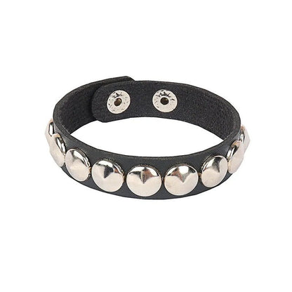 2024 Pu Leather Studded Bracelet Choker Punk Spike Rivets Cuff Black Wristband Adjustable Cuff Bangle - Avero