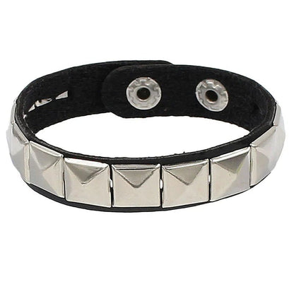 2024 Pu Leather Studded Bracelet Choker Punk Spike Rivets Cuff Black Wristband Adjustable Cuff Bangle - Avero