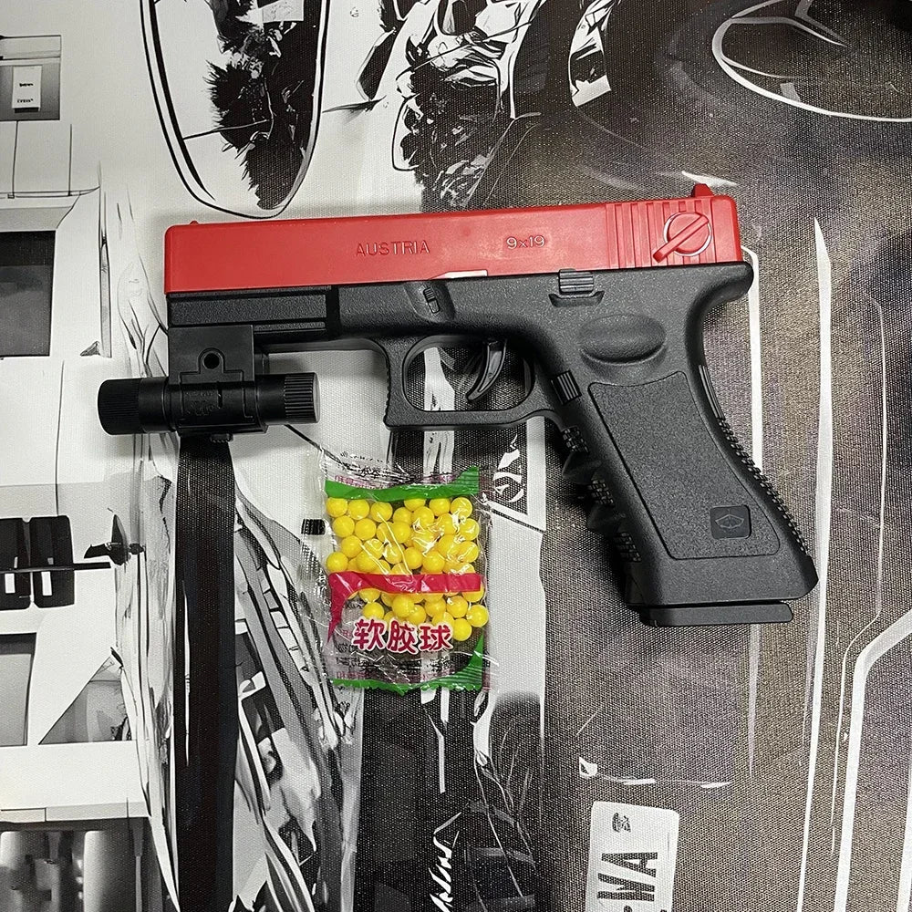 2025 New Soft Bullet and Airsoft Pistol Manual G17 G lock Toy Gun Lower Magazine Laser Outdoor Sports CS Game Weapon Kisd Gift - Avero