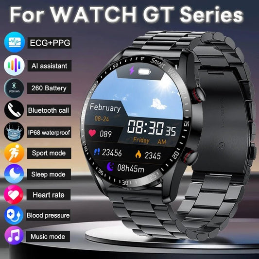 2025 New Voice Call Smart Watch Men GT Series 1.53 Inch AMOLED Screen Sports Watch ECG+PPG Health Smartwatch for Android IOS - Avero