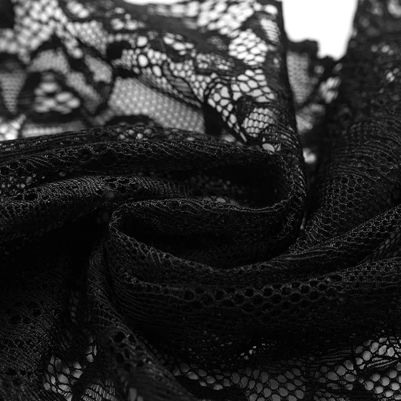 2025 Summer 2 Pcs Women's New Sexy Lace See - Through Pajamas Black Pink Cute Clothes Comfortable Breathable Suspender Shorts Set - Avero