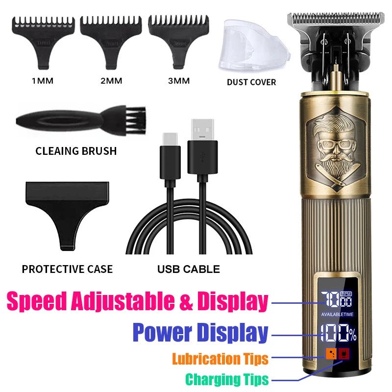 2025 T9 HairClipper Beard Shaving Body Hair Trimmer Clippers Electric Machine Men Haircut Machine 0mm Barber ShaverDragon Carved - Avero
