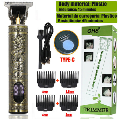2025 T9 HairClipper Beard Shaving Body Hair Trimmer Clippers Electric Machine Men Haircut Machine 0mm Barber ShaverDragon Carved - Avero