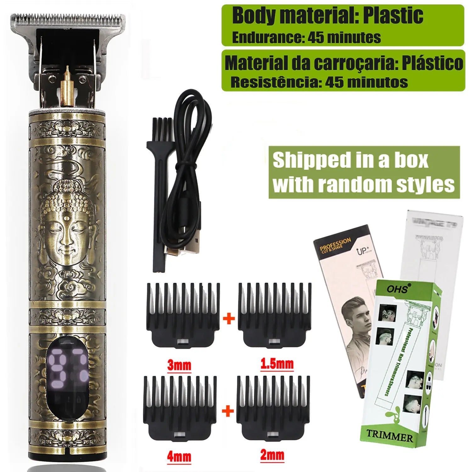 2025 T9 HairClipper Beard Shaving Body Hair Trimmer Clippers Electric Machine Men Haircut Machine 0mm Barber ShaverDragon Carved - Avero