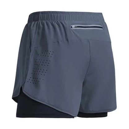 2025New Men's Fitness Training Shorts Summer 2 In 1 Quick Dry Gym Beach Running Double - deck Shorts Outdoor Sportswear Men shorts - Avero
