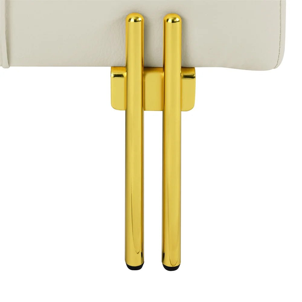 22 - inch leather surface storage stool, gold stainless steel legs, simple design bench, beige. - Avero
