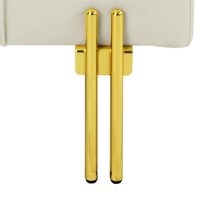 22 - inch leather surface storage stool, gold stainless steel legs, simple design bench, beige. - Avero