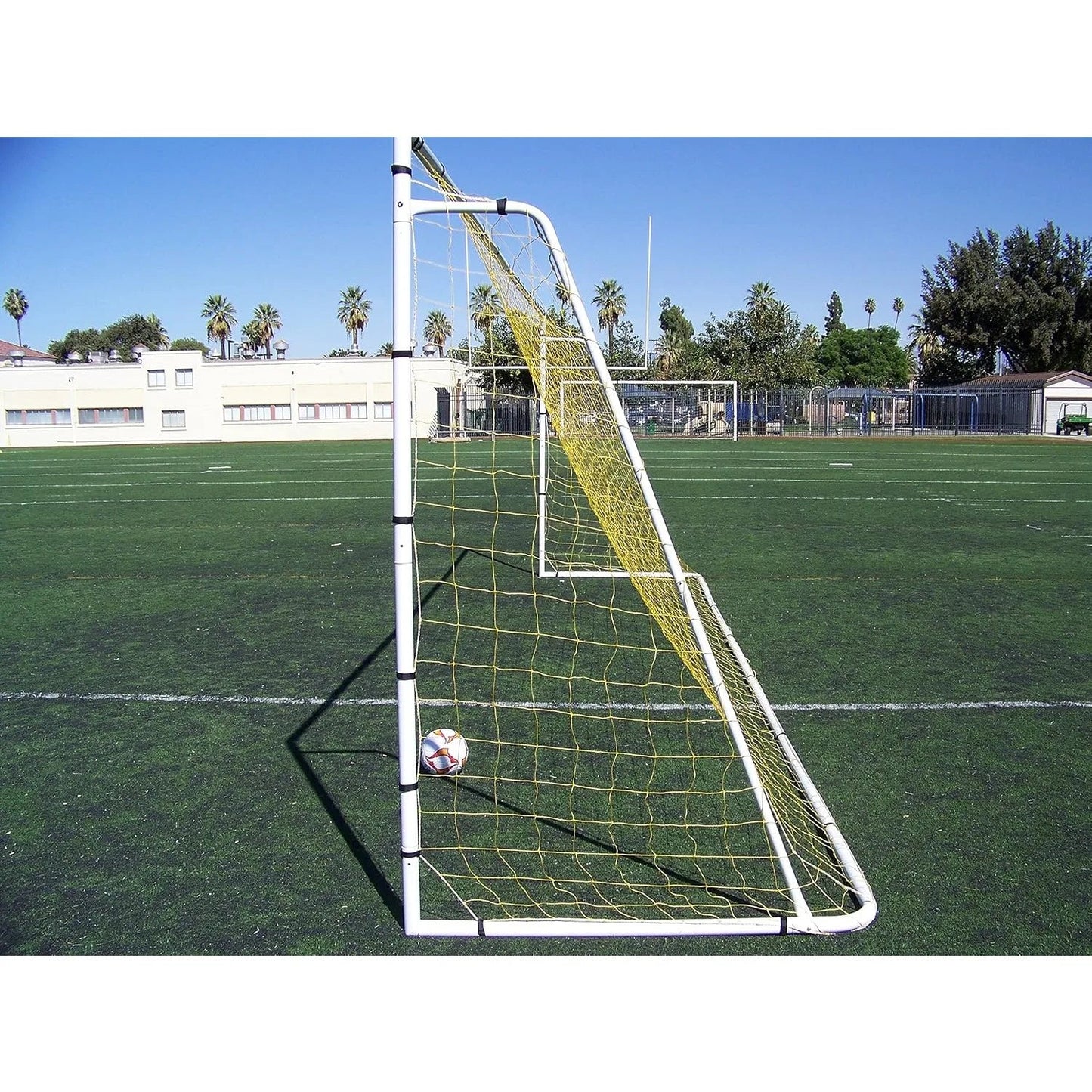 24 x 8 Ft. Official Size. Heavy Duty Steel Soccer Goal w/Net. Regulation Size Goals. Professional Practice Training Aid - Avero