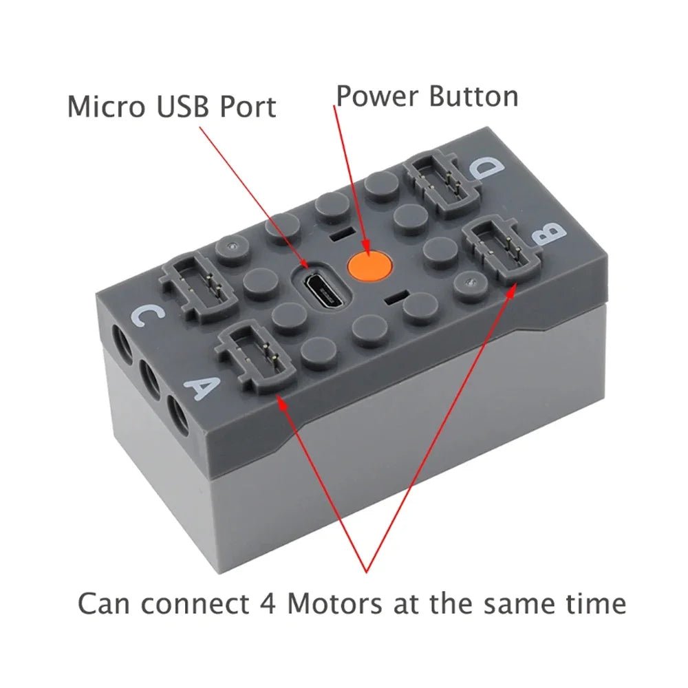 2.4G 8 - Channel Speed Control Remote Control for MOC Power Functions APP Programming Lithium Battery Box Compatible With Legoed - Avero
