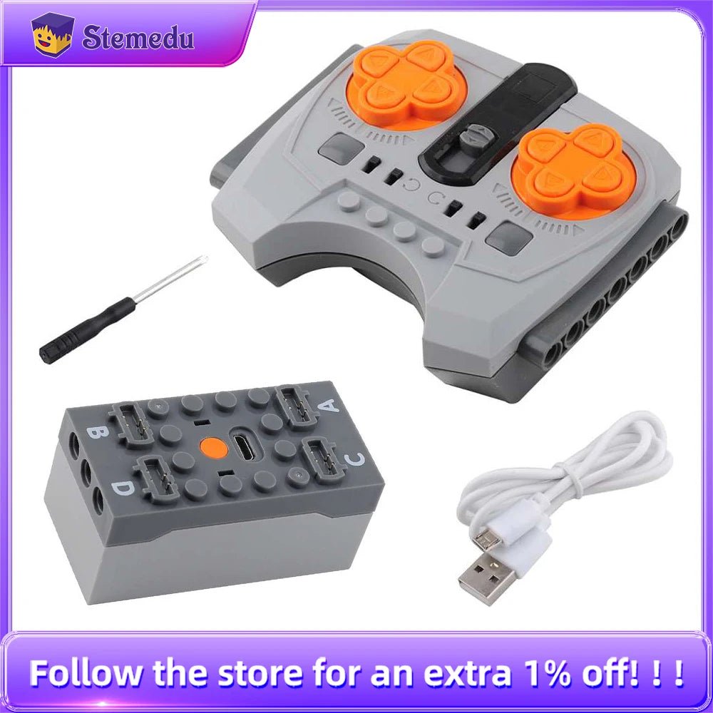 2.4G 8 - Channel Speed Control Remote Control for MOC Power Functions APP Programming Lithium Battery Box Compatible With Legoed - Avero