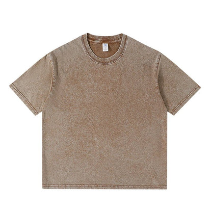 250gsm Men's Washed Vintage T-Shirts Street Hip Hop Retro Punk T Shirt Women Harajuku Casual Cotton Short Sleeve Acid Wash Tops - Avero
