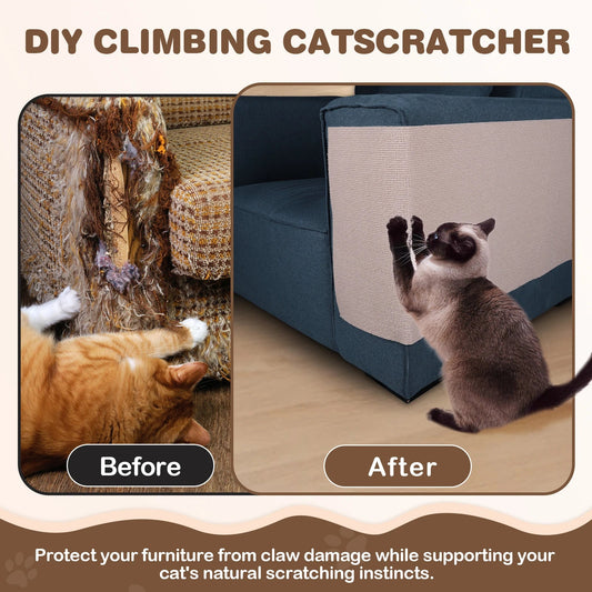 2Pcs Cat Scratching Mat Furniture Protector Trimmable DIY Cat Scratching Pad Self - Aadhesive for Couch Sofa Furniture Protect - Avero