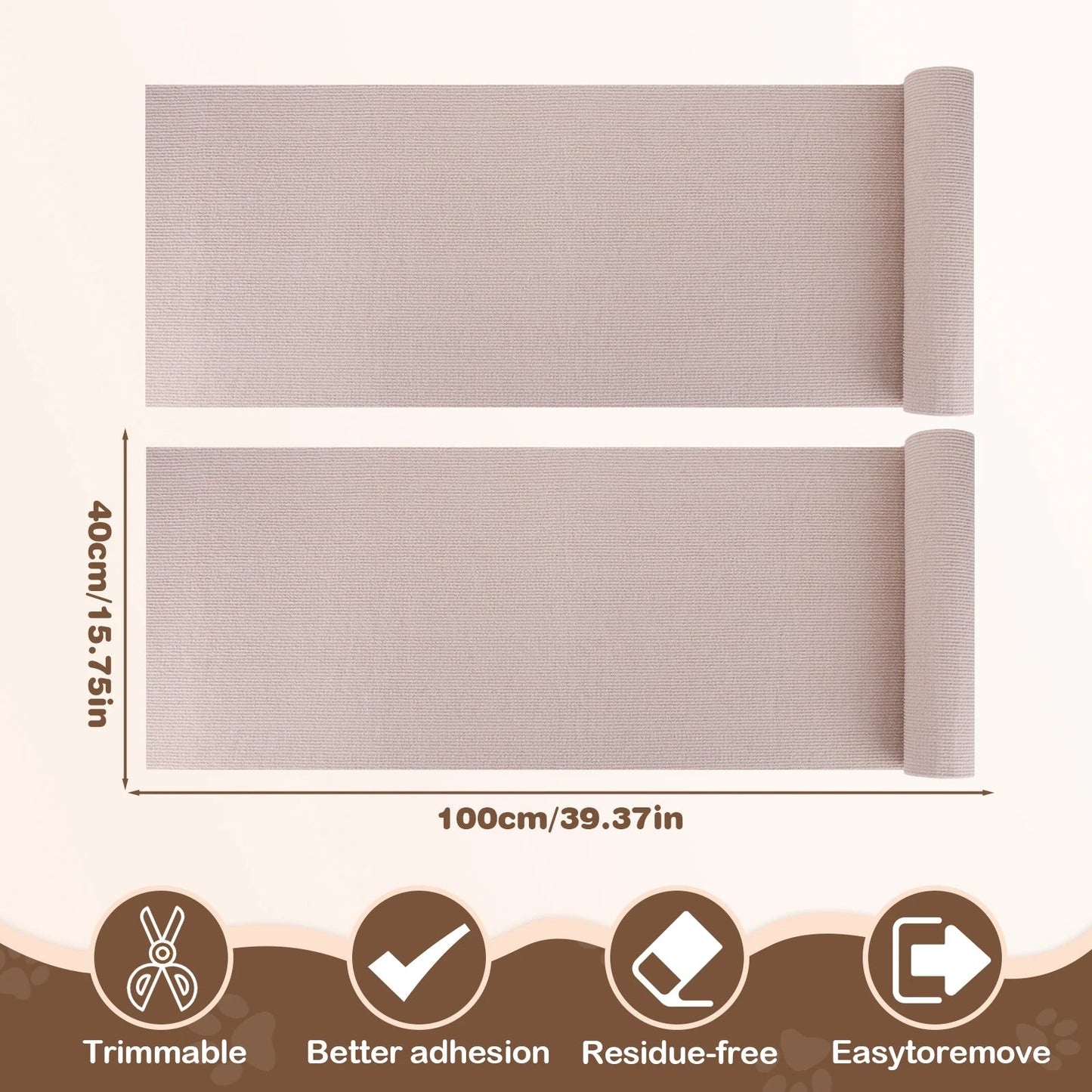 2Pcs Cat Scratching Mat Furniture Protector Trimmable DIY Cat Scratching Pad Self - Aadhesive for Couch Sofa Furniture Protect - Avero