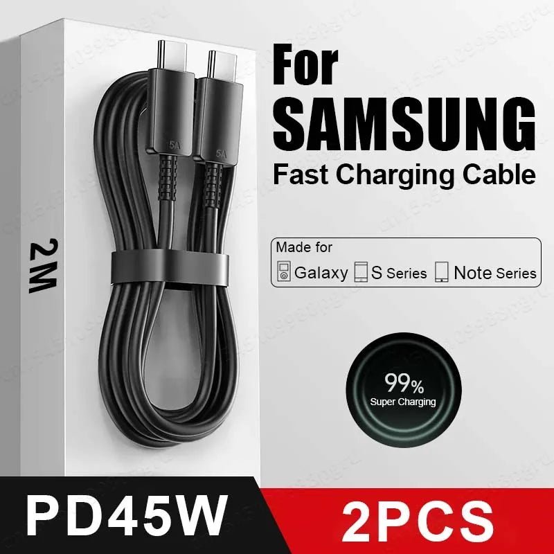 2PCS PD 45W USB C Cable For Samsung Galaxy S20 S21 S22 S23 Ultra Note 10 5G 20 A53 A54 Super Fast Charging USB Type C Data Cable - Avero