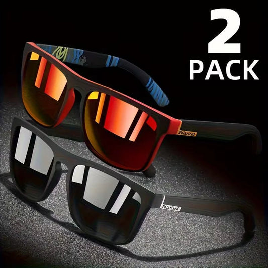 2Pcs Square Polarized Sunglasses anti Glare Sun Shades for Summer Party Vacation Travel Driving Fishing - Avero