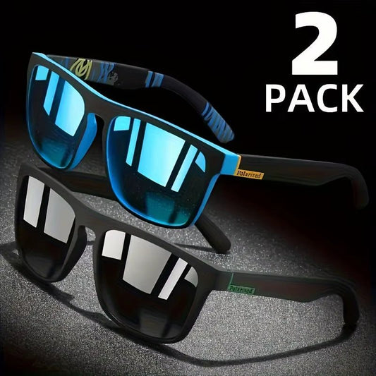 2Pcs Square Polarized Sunglasses anti Glare Sun Shades for Summer Party Vacation Travel Driving Fishing - Avero