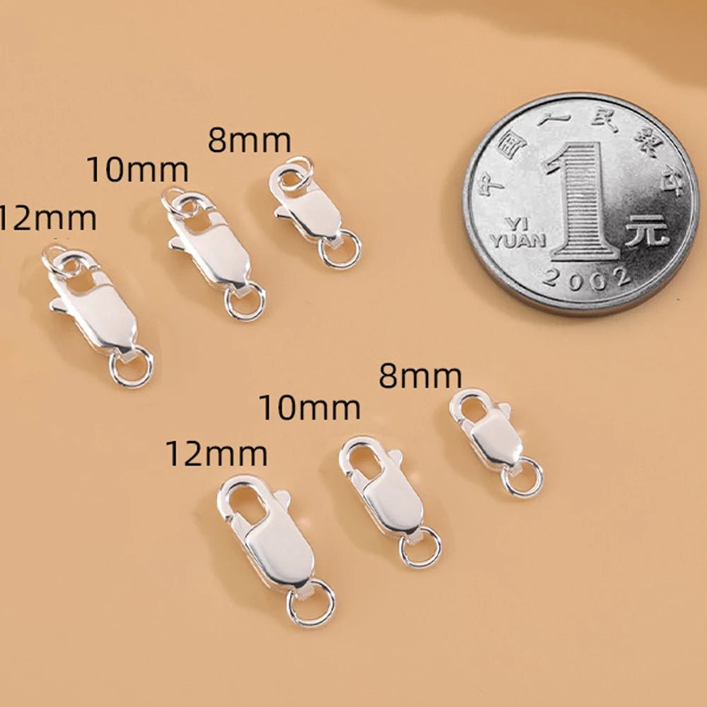 2Sets 925 Sterling Silver Spring Lobster Clasps Hooks Claw with Jump Rings for Jewelry Making Findings Making Accessories - Avero