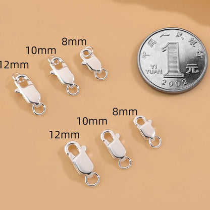 2Sets 925 Sterling Silver Spring Lobster Clasps Hooks Claw with Jump Rings for Jewelry Making Findings Making Accessories - Avero