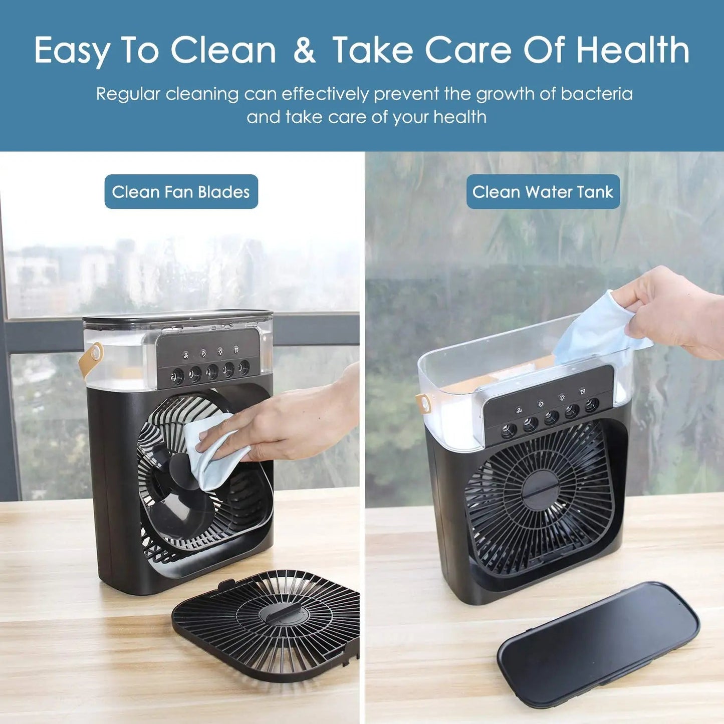 3 In 1 Fan Air Conditioners Portable USB Electric Fan LED Night Light Water Mist Fan Table Air Humidifier For Home Summer Cooler - Avero