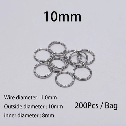 30 - 200Pcs 3 - 25mm Stainless Steel Split Ring Open Single Loops Jump Rings Connectors for DIY Jewelry Making Findings Accessories - Avero