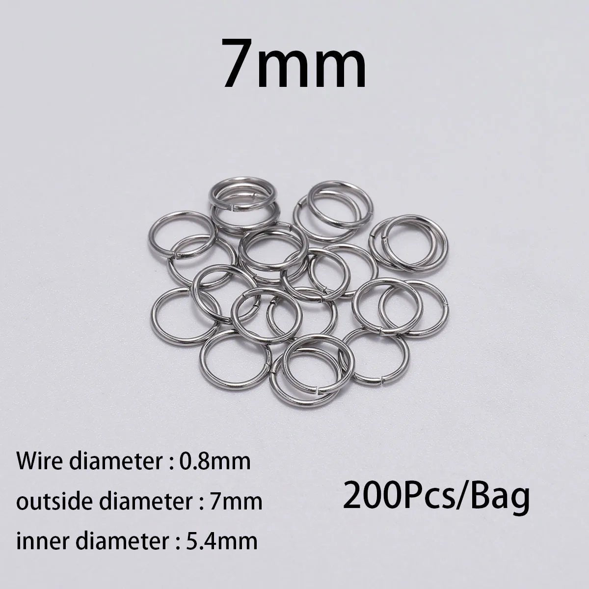 30 - 200Pcs 3 - 25mm Stainless Steel Split Ring Open Single Loops Jump Rings Connectors for DIY Jewelry Making Findings Accessories - Avero