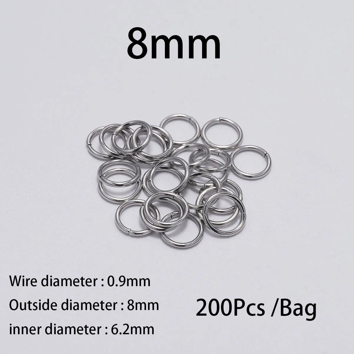30 - 200Pcs 3 - 25mm Stainless Steel Split Ring Open Single Loops Jump Rings Connectors for DIY Jewelry Making Findings Accessories - Avero
