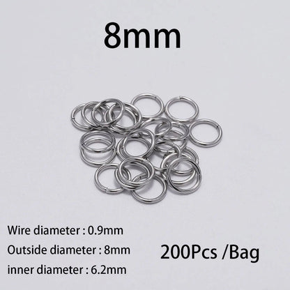 30 - 200Pcs 3 - 25mm Stainless Steel Split Ring Open Single Loops Jump Rings Connectors for DIY Jewelry Making Findings Accessories - Avero
