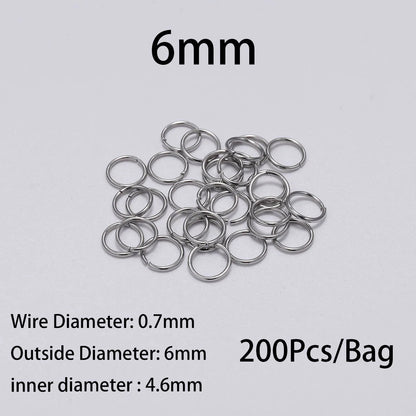 30 - 200Pcs 3 - 25mm Stainless Steel Split Ring Open Single Loops Jump Rings Connectors for DIY Jewelry Making Findings Accessories - Avero